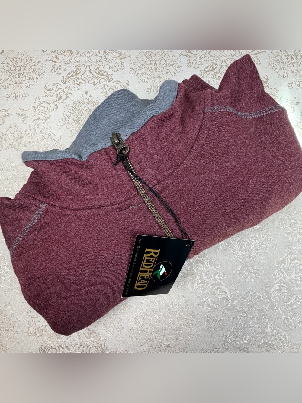RedHead Maroon Quarter-Zip Pullover with Gray Trim